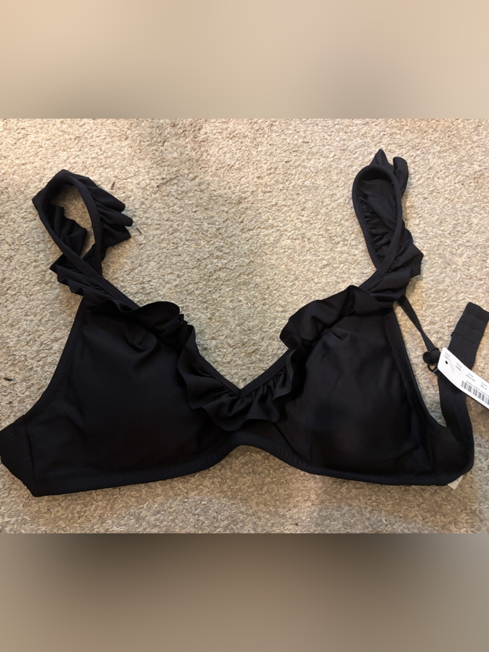 NWT JCrew Women’s Ruffle-Trim Black Bikini Top